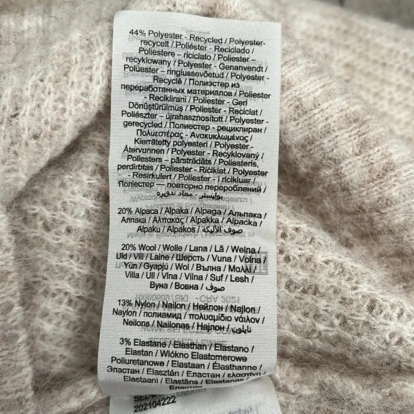 SELECTED FEMME Alpaca Wool Blend Sweater Puff Sleeve, Size XL - Picture 10 of 11